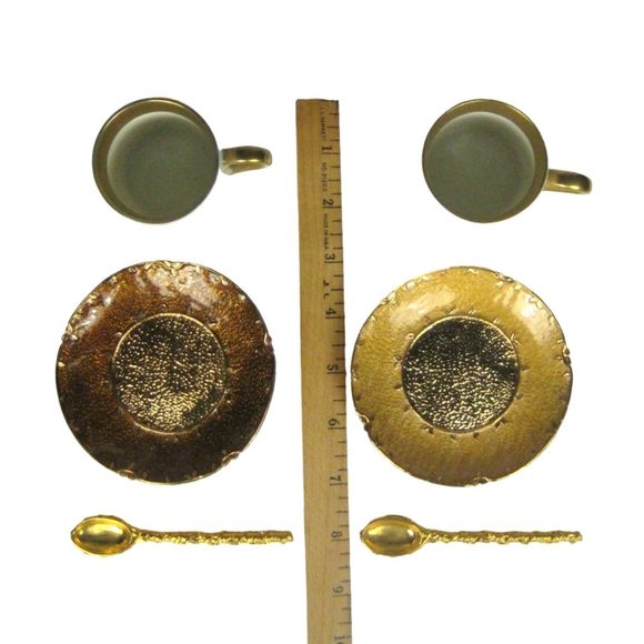 Mike and Ally Set of 6 Espresso Cups Saucers Spoons Gold Rim Porcelain Turkish - Picture 3 of 13